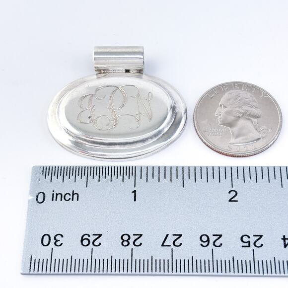 Vintage Mexico Sterling Silver 925 Monogram Oval Pendant VPN 1993 - Picture 7 of 7